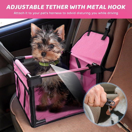 GENORTH Small Dog Car Booster Seat with Leash