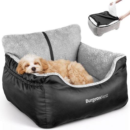 BurgeonNest Dog Car Seat for Small Dogs – Black