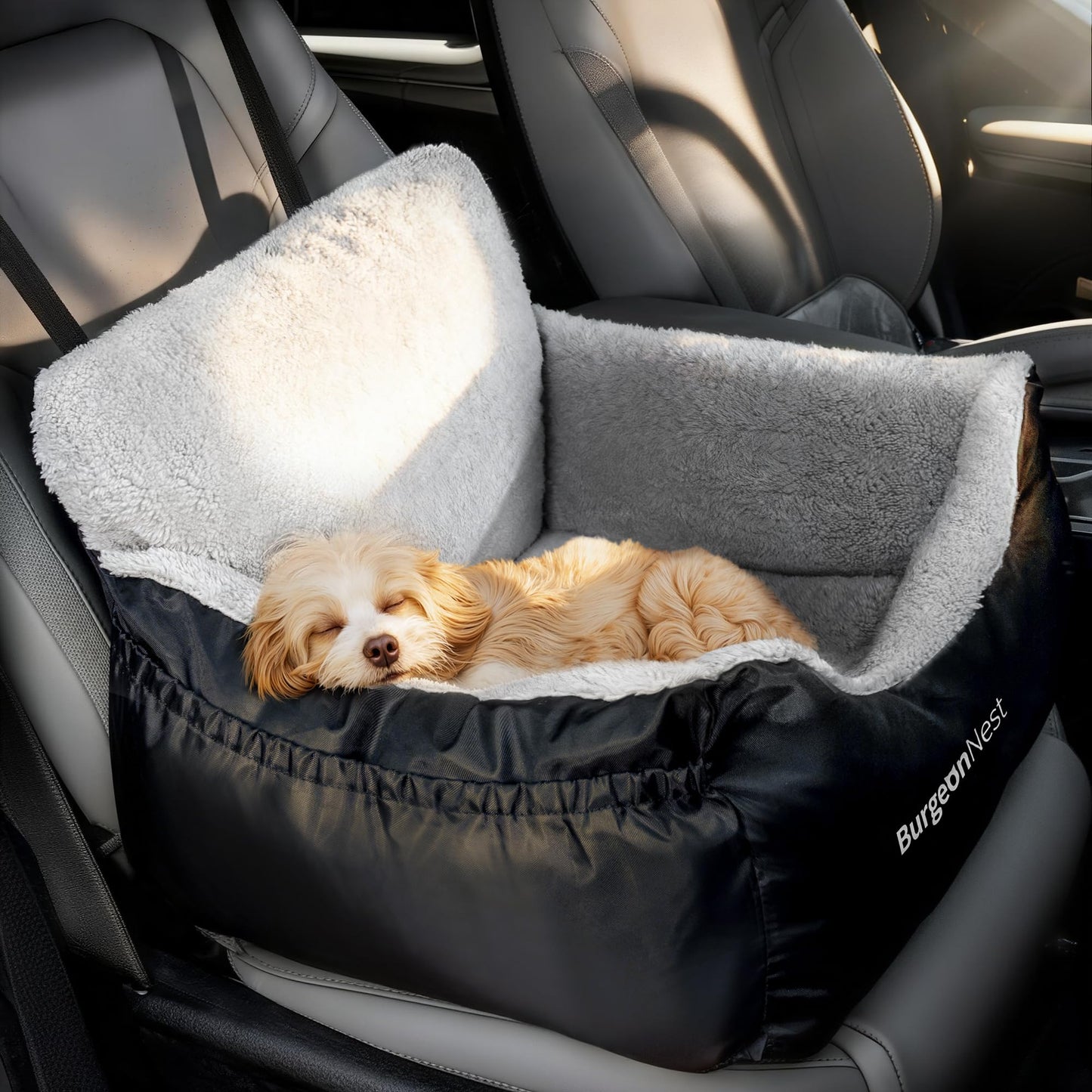 BurgeonNest Dog Car Seat for Small Dogs – Black