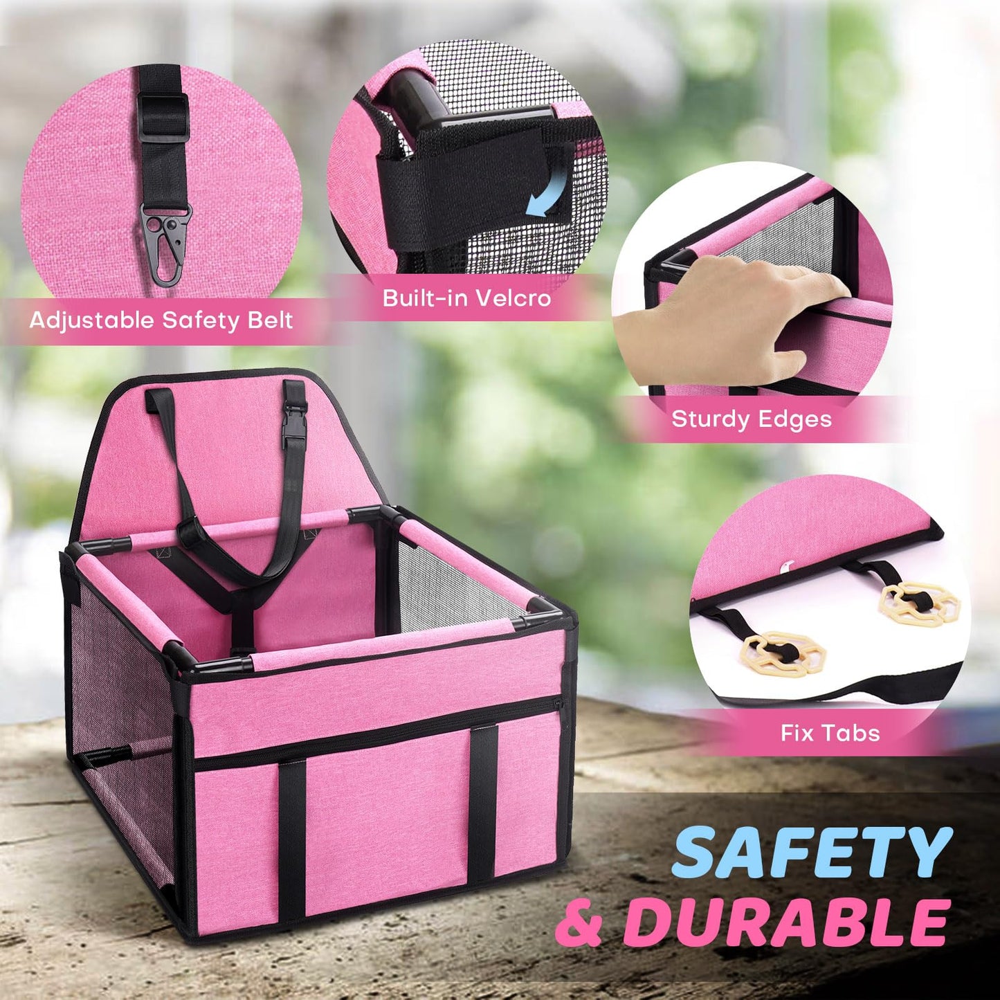 GENORTH Small Dog Car Booster Seat with Leash