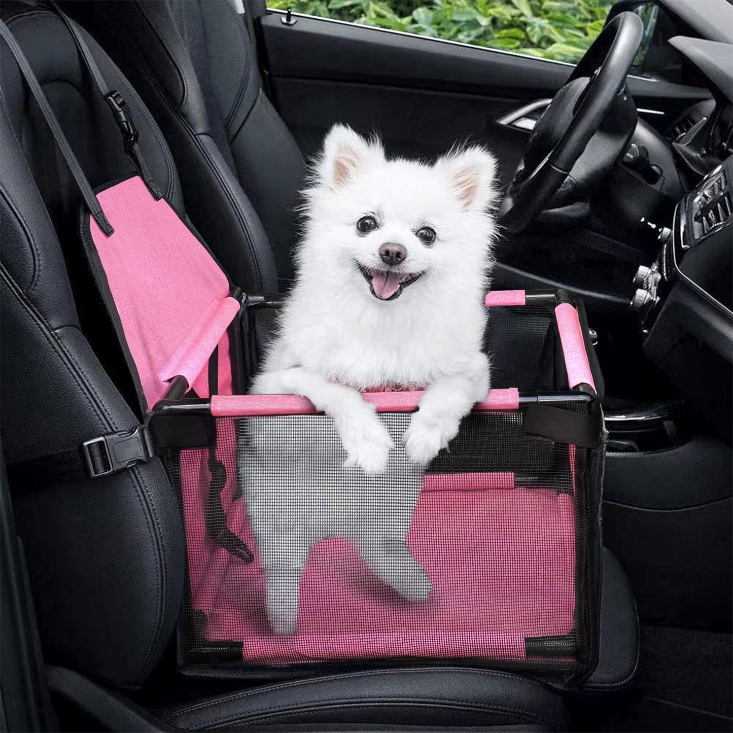 GENORTH Small Dog Car Booster Seat with Leash